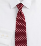 A handsome design with diagonal stripes woven in fine Italian silk.SilkDry cleanMade in Italy