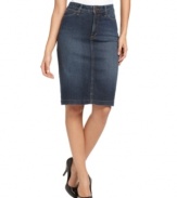 Denim gets slimmed down and dressed up in this classic pencil skirt from Not Your Daughter's Jeans. Pair it with anything from button-front shirts to lightweight sweaters!