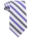 In a traditional repp stripe pattern, this Calvin Klein tie recalls classic haberdashery style.