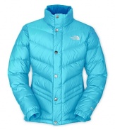 Greet the white out in this cool blue North Face® jacket, with the season's favorite puffy styling.