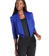 Try a new type of jacket for a fresh fall look: Tahari by ASL renders smooth ponte knit into a contemporary cropped shape with flattering three-quarter-length sleeves.