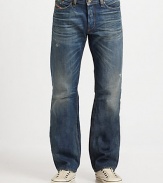 Signature Diesel straight-leg jeans offering a touch of distressed style and a classic five-pocket design.Button closureZip flyBelt loopsFive-pocket styleWhiskeringInseam, about 34CottonMachine washImported