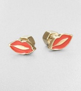 Lips for your ears get you in the mood to pucker up. Pretty, plump lips are crafted of bright enamel in these charming studs.Enamel10k gold finishingWidth, about .5Post backImported