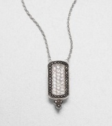 From the Soho Collection. This simply chic features white sapphires and black spinels on a sterling silver link chain. White sapphiresBlack spinelSterling silverLength, about 16Pendant size, about .9Lobster clasp closureImported 