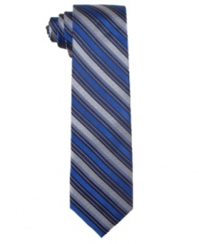 Get sophisticated with stripes and this handsome silk tie from Bar III.