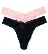 Hanky Panky's original soft stretchy lace thong available in plus size.