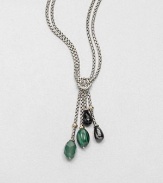 From the Bijoux Collection. An elegant mix of semi-precious stones accented with radiant 18k gold on two rows of sleek, sterling silver box link chains. Malachite, green onyx and hematiteSterling silver18k goldLength, about 18Toggle closureImported 