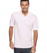 Step up your prep with this striped polo shirt from Izod.