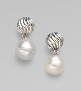 From the Elements Collection. Carved sterling silver with luminous South Sea pearl drop.South Sea pearl Sterling silver Length, about 1 Width, about ½ Post back Imported