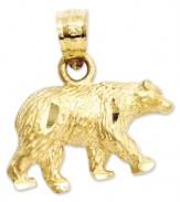 The perfect picnic-spoiler. This adorable bear charm is crafted in diamond-cut 14k gold. Chain not included. Approximate length: 1/2 inch. Approximate width: 2/5 inch.