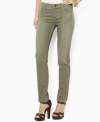 These slimming modern jeans are crafted in a chic silhouette and cut with a slim leg, from Lauren by Ralph Lauren.