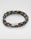 Handsomely braided, multicolored strand of fine leather comes together with a sterling silver clasp.LeatherSterling silverAbout 2½ diam.Made in the United Kingdom