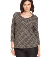 Team your favorite casual bottoms with Karen Scott's three-quarter-sleeve plus size top-- it's an Everyday Value!