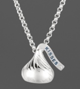 Finish your look with the perfect little kiss. Hershey's Kiss flat pendant in sterling silver with a diamond accent. Approximate length: 16 inches + 2-inch extender. Approximate drop: 1/2 inch.