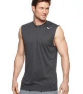 With high-tech performance technology, this Dri-Fit sleeveless tee from Nike is the only line of defense you need.