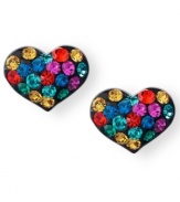 Color your wardrobe. Unwritten's heart-shaped studs feature multicolored crystals set in sterling silver. Approximate diameter: 1/3 inch.