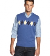 A touch of argyle on this Club Room sweater vest adds an instant upgrade to your favorite pair of jeans.