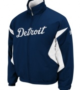 Knock it out of the park. Take team spirit to the next level with this Detroit Tigers jacket featuring Therma Base technology from Majestic.