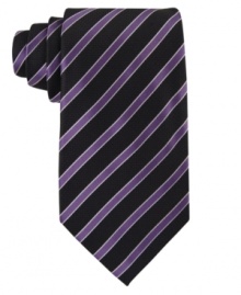 Accent any polished combination with this timeless navy stripe tie from Sean John.