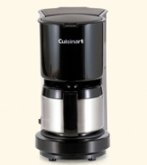 When space is an issue, try this compact and handy 4-cup coffee maker which fits snugly on your countertop. It features a stainless steel carafe with a dripless pour spout and knuckle guard, and a brew pause feature that allows you to pour a cup of coffee before brewing has finished. Includes a 30-minute automatic shutoff. Available in black or red. Model #DCC-450. Three year limited warranty.