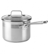 A real stove topper! Emeril packs professional promise & outstanding performance into this stainless steel saucepan. A brilliant base of aluminum and stainless captures heat fast and spreads it evenly, while the glass lid traps in vital moisture, flavor and nutrients to each and every meal. Lifetime warranty.