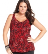 Flaunt your wild side in DKNY's sleeveless plus size top, featuring a leopard-print.