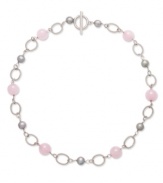 A pretty mix of pastels. Grey cultured freshwater pearls (7-8 mm) and rose quartz beads (19 ct. t.w.) add a hint of color to your look. Chain and toggle clasp crafted in sterling silver. Approximate length: 16-1/2 inches.