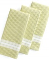 Throw in this towel & simplify the way your kitchen works. Made from a 100% cotton waffle weave, this stylish set adds a dash of color and a dose of versatility. Highly absorbent and durable, each towel is on the ready to tackle spills, messes and whatever comes the way of your busy kitchen!