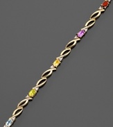 Colorful stones are surrounded by beautifully-designed 18k gold over sterling silver. Approximate bracelet length: 7-1/2 inches.