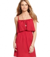 A draped ruffle adds a modern flair to this Ali & Kris A-line sundress - perfect for a summer day-to-night look!