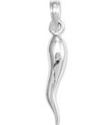 Make a wish! This symbolic good luck charm features a small polished Italian horn in 14k white gold. Chain not included. Approximate length: 1 inch. Approximate width: 1/5 inch.