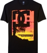 With a vivid color palette, this t-shirt from DC Shoes is always blazin'.