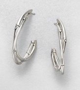 From the Bamboo Collection. Graceful double arcs of bamboo-motif sterling silver twist around one another in these elegant open hoops.Sterling silverDiameter, about 1.5Post backMade in Bali