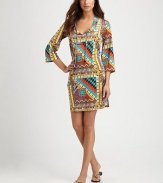 A vibrant tribal print and relaxed-yet-flattering fit makes this one fantastic coverup. Self-tie neckThree-quarter sleevesPull-on style90% polyamide/10% elastaneDry cleanMade in Italy