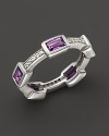 Faceted amethyst and white sapphires, set in sterling silver, evoke art deco style. By Elizabeth Showers.