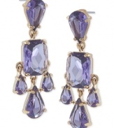 Look pretty in purple with these chandelier earrings from Carolee. Crafted from gold-tone mixed metal, the pair brings a vibrant feel with purple epoxy stones. Approximate drop: 1-1/2 inches.