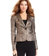 Studio M gives this blazer a glamorous spin with a textured metallic finish.