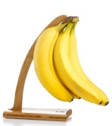 Hanging in there! Add a classic touch to your countertop with an attractive bamboo banana hanger, which puts your produce on display, keeping bananas fresh and promoting even ripening. Limited lifetime warranty.