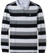 This long sleeve striped polo by Rocawear will add preppy style to your laid back look.