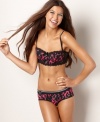 Lacy, racy and a little bit funky. Material Girl mixes up lace, plaid and animal print for a cute combo on this bustier.