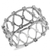 Lovely lattice-work from 2028 gives this bracelet an elegant touch. Crafted from silver-tone mixed metal, the bracelet is complemented by sparkling glass accents. Approximate length: 7 inches. Approximate height: 1 inch.