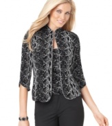 Easily add texture to an evening ensemble with this Alex Evenings jacket and matching cami, rendered in a chic snakeskin print.