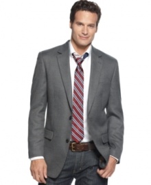 Paired with a colorful tie, this Izod sport coat is a strong statement maker.