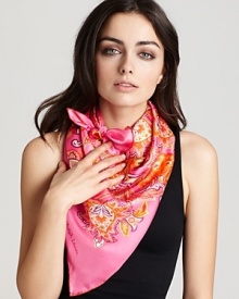 Pretty paisley print decorates this luxurious silk scarf from Lauren by Ralph Lauren.