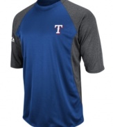 At home or on the road, show your true colors and support your favorite team with this color-blocked MLB Texas Rangers shirt from Majestic.