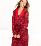 Take a cue from the lovely holiday-inspired style of One World's Bright Flash shawl collar wrap.