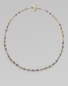 From the Karina Collection. A rainbow of faceted semi-precious stones in gentle colors defines this delicate link necklace. Aquamarine, peridot, pink tourmaline, citrine and iolite 18k yellow gold Length, about 18 Signature toggle closure Imported