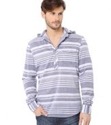 Pull of the rugged look with style in this striped, hooded shirt from Buffalo David Bitton.