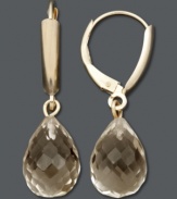 Neutral-hued perfection. Faceted drops of smokey topaz (9 ct. t.w.) create a rich, warm look in these 14k gold drop earrings. Approximate drop: 1-1/8 inches.