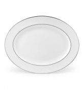 For nearly 150 years, Lenox has been renowned throughout the world as a premier designer and manufacturer of fine china. The simple and classic Hannah Platinum pattern brings a timeless refinement to your formal entertaining table, in pure white bone china embossed with a subtle palmetto-leaf design, and banded in platinum. Qualifies for Rebate